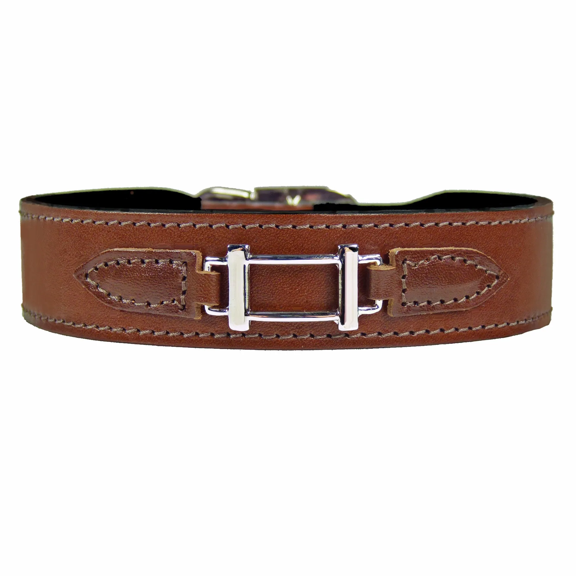 Hamilton Dog Collar in Rich Brown & Nickel