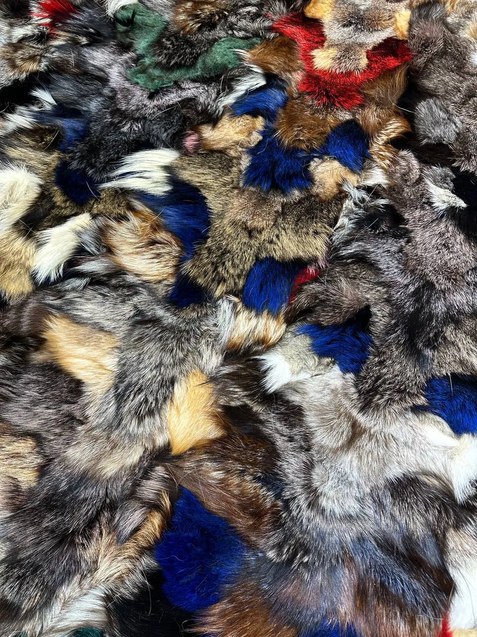 Handmade Multicolor Genuine Fluffy Fox Fur Area 8 x 10 Rug for Child Room