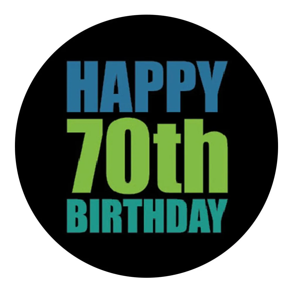 Happy 70th Birthday Top Walking Stick w/ Black Beechwood Shaft & Pewter Collar