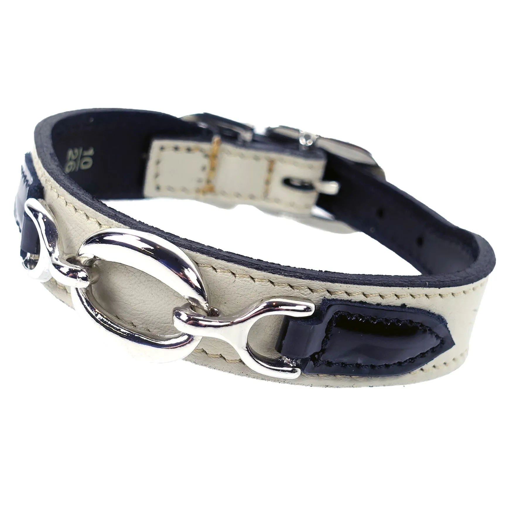 Hartman Dog Collar in Eggshell, Black & Nickel