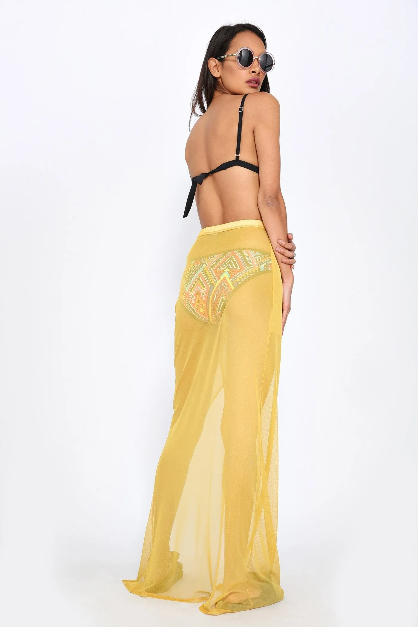 Honeydew Mesh Slit Maxi Skirt