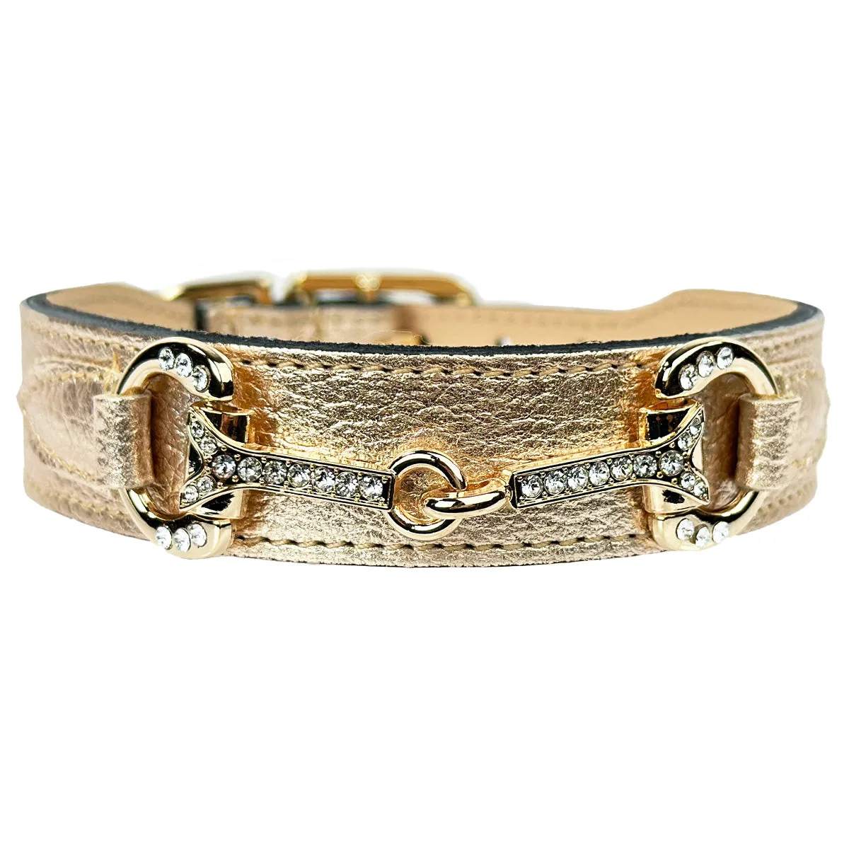 Horse & Hound Dog Collar in Metallic Gold