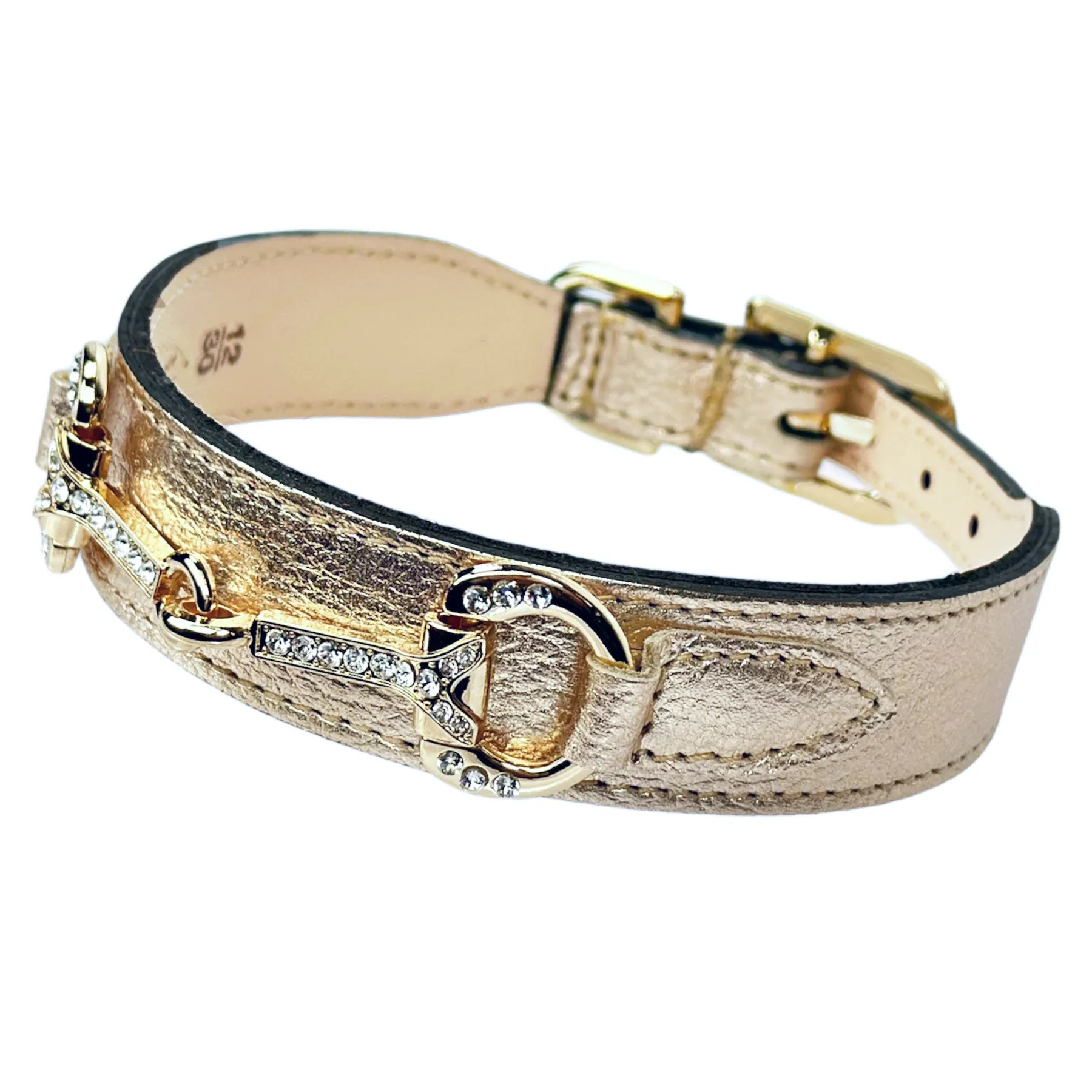 Horse & Hound Dog Collar in Metallic Gold