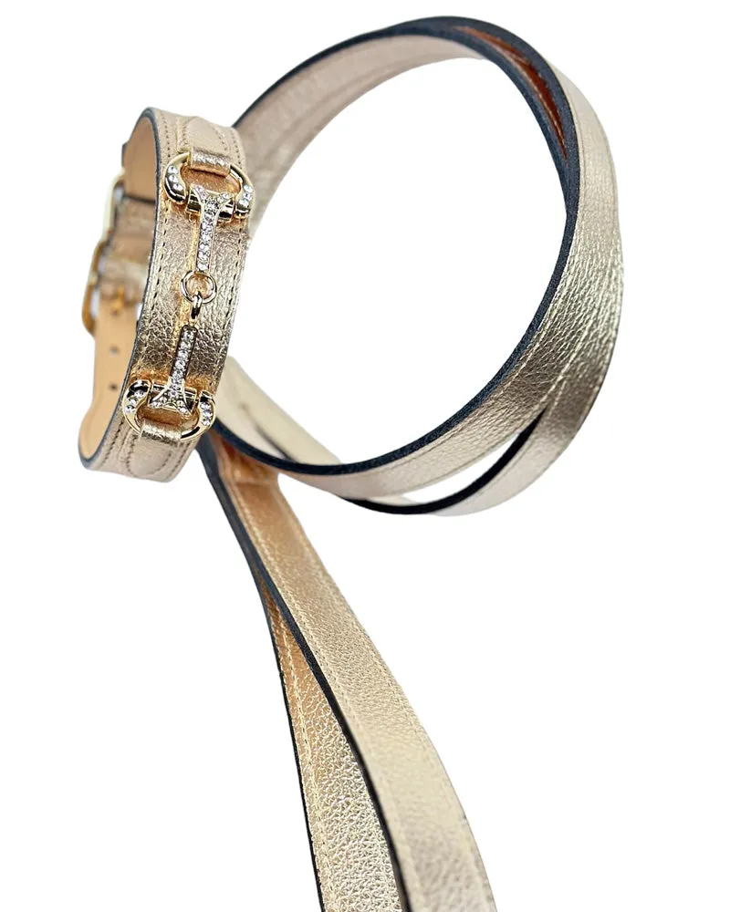 Horse & Hound Dog Collar in Metallic Gold