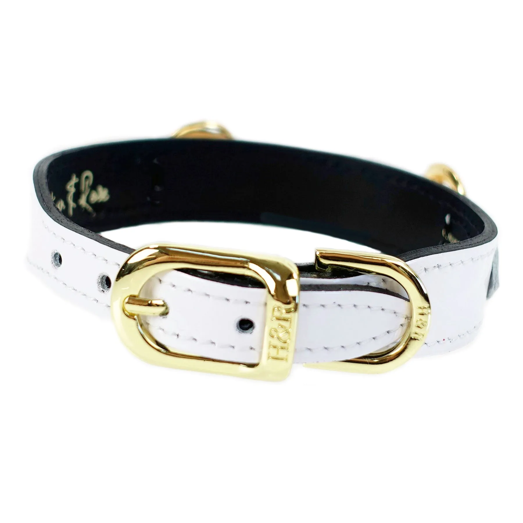 Horse & Hound Dog Collar in White Patent