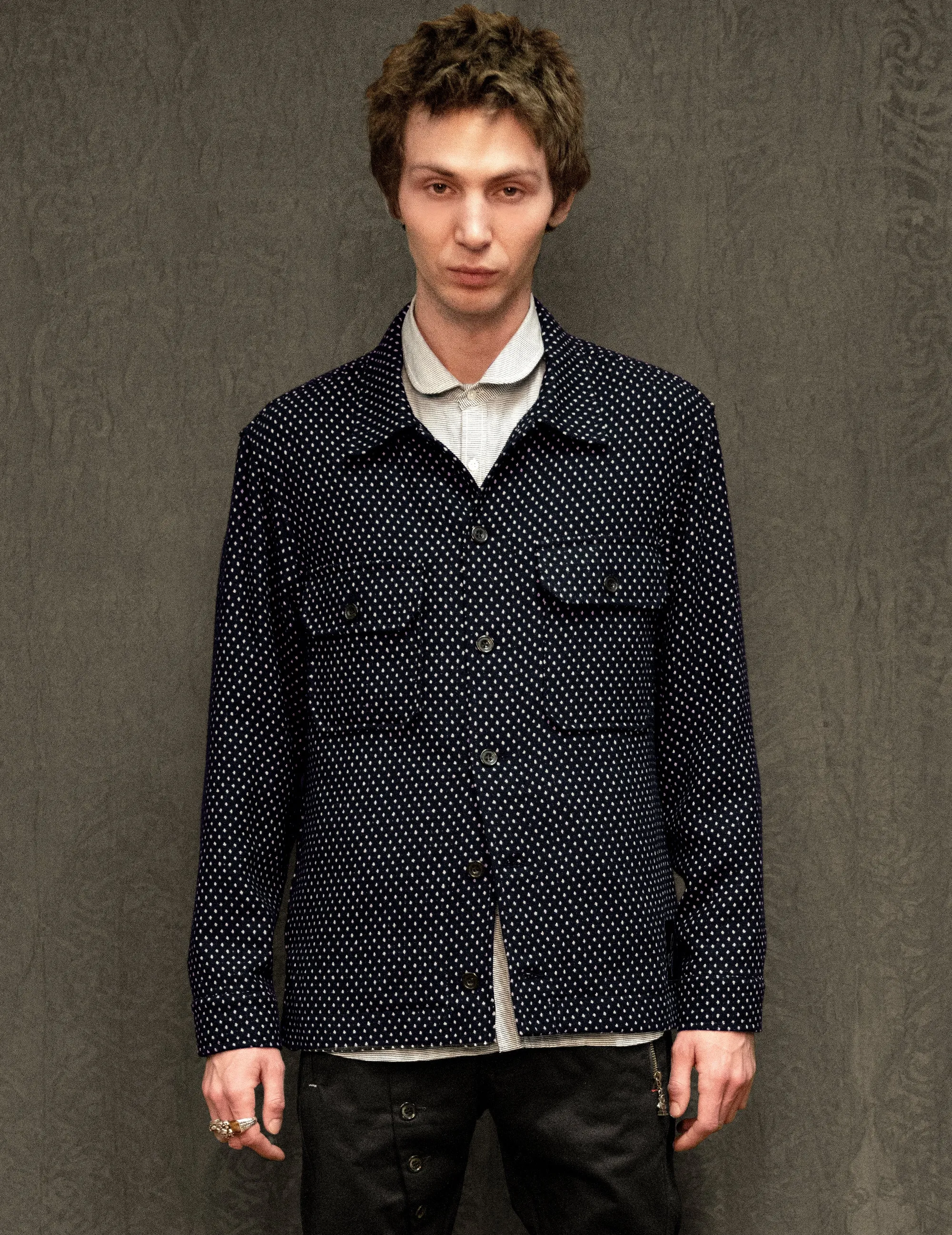 IMMORTAL Monaco Car Coat  in Navy Polka Dot