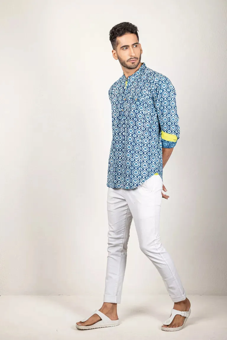 Indigo Dabu Printed Shirt