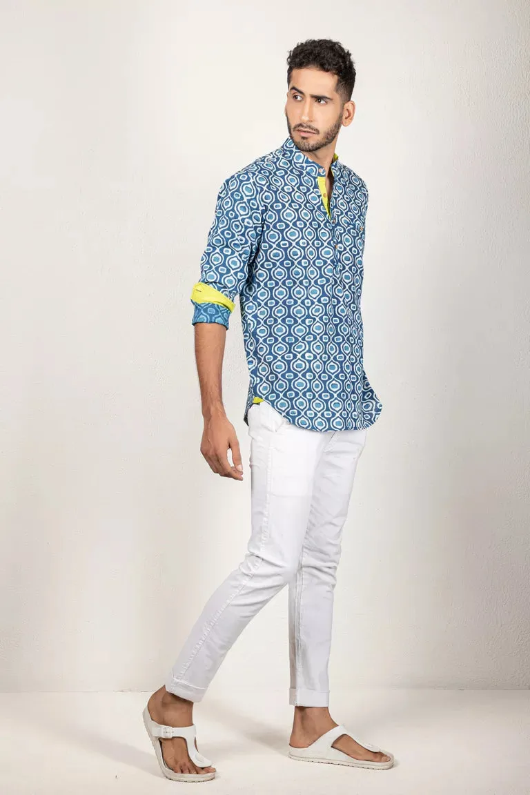 Indigo Dabu Printed Shirt