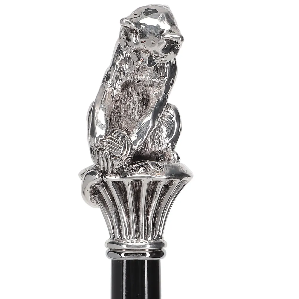 Italian Luxury: Cat with Yarn Stick, Crafted in 925r Silver