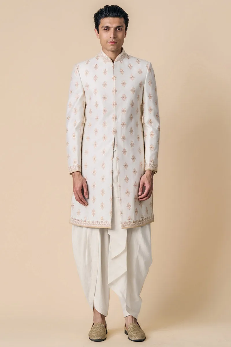 Ivory All Over Butta Embroidered Achkan