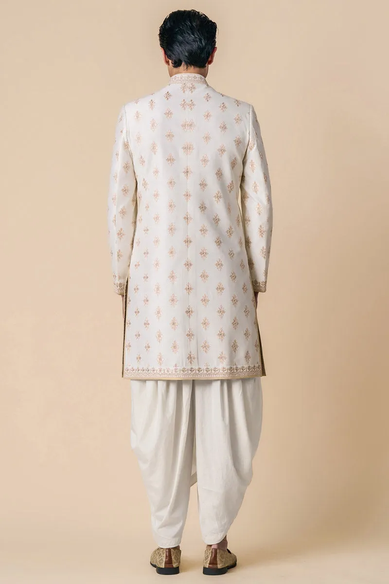 Ivory All Over Butta Embroidered Achkan