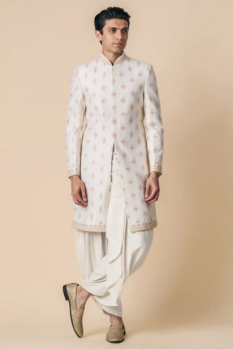 Ivory All Over Butta Embroidered Achkan