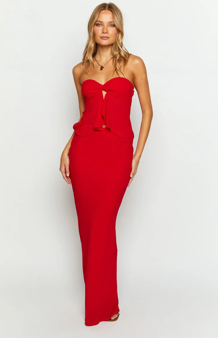 Jacqulin Red Maxi Skirt