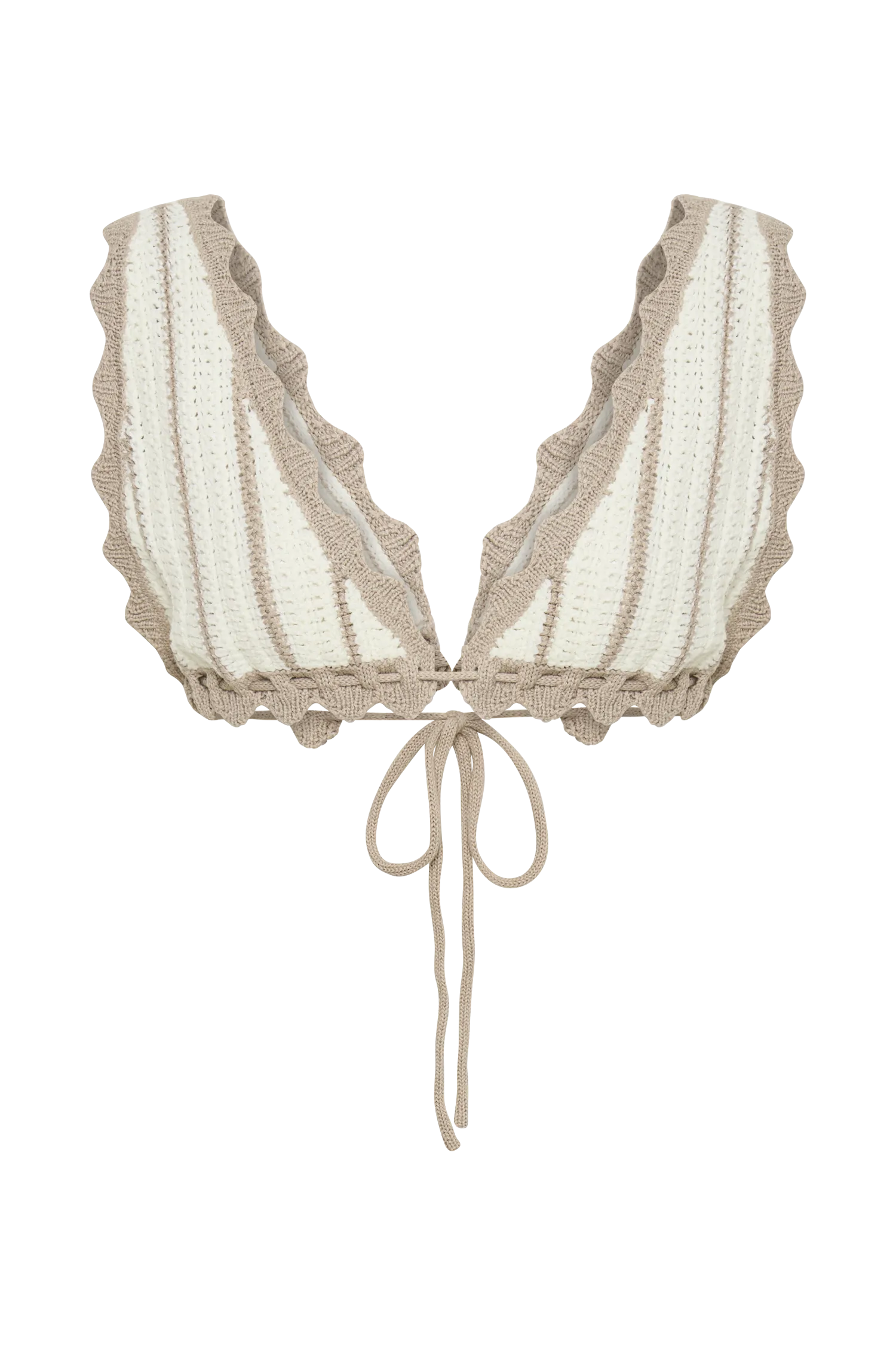 Jadia Contrast Crochet Bralette - Taupe/White