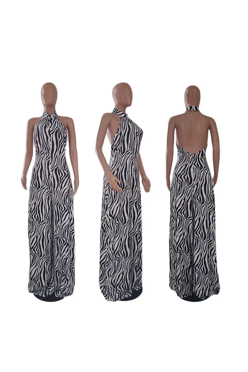 JE640 Zebra Sleeveless Jumpsuit