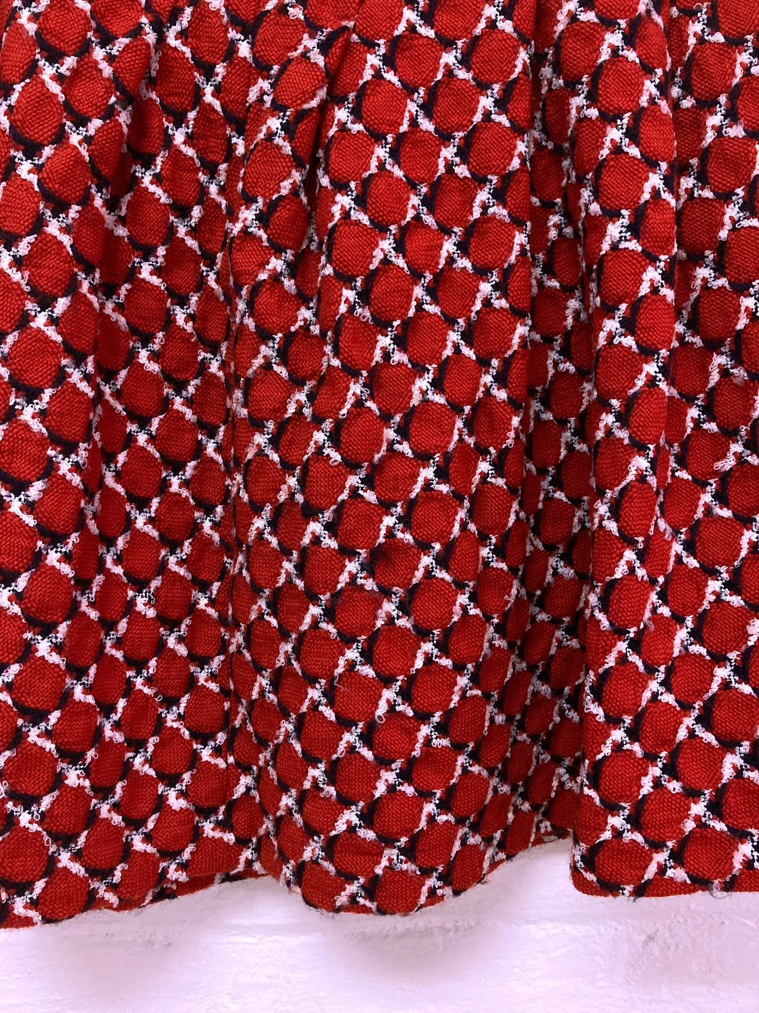 Junya Watanabe Comme des Garcons AW2001 red wool circle pattern pleated skirt M