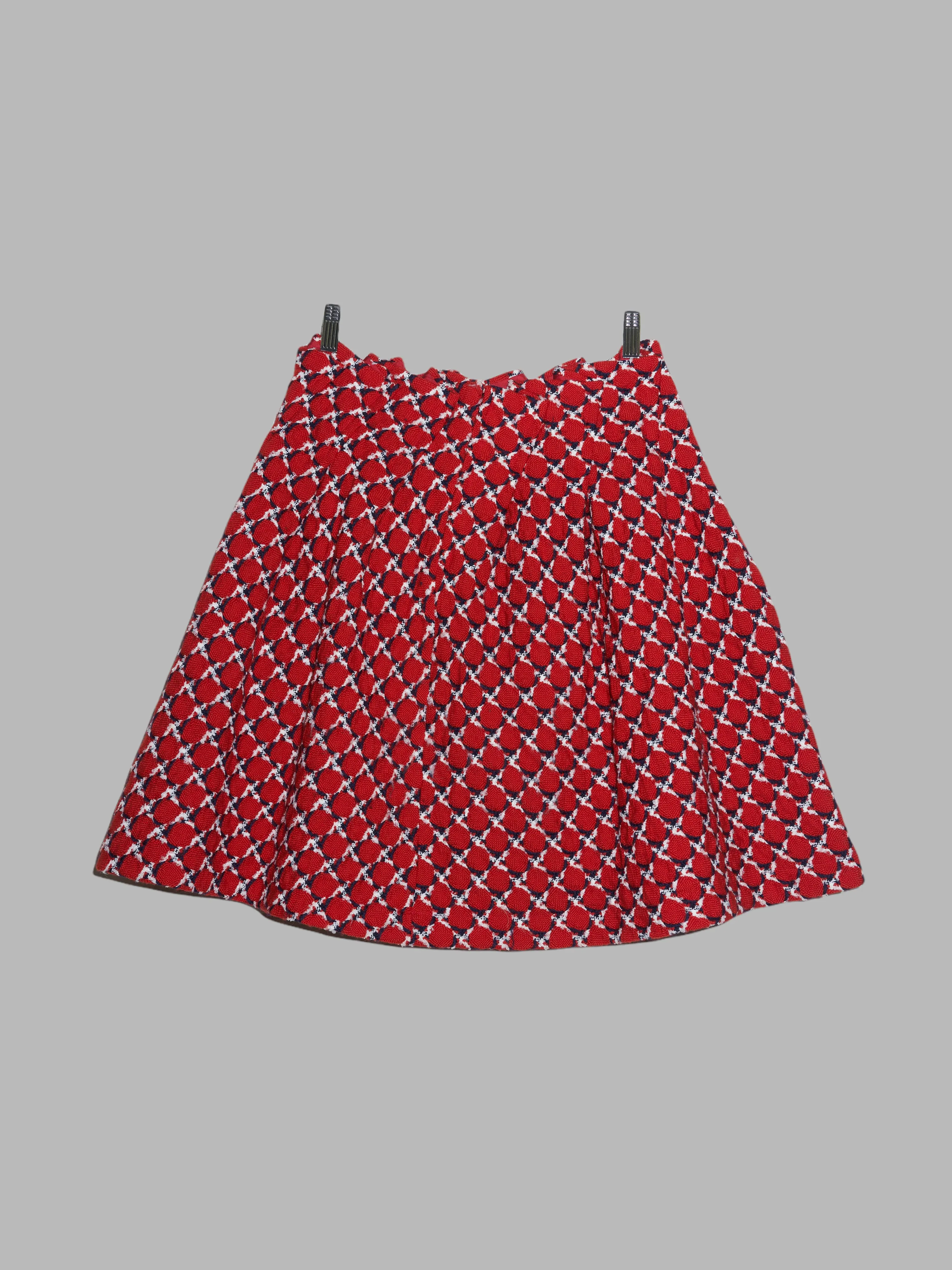 Junya Watanabe Comme des Garcons AW2001 red wool circle pattern pleated skirt M