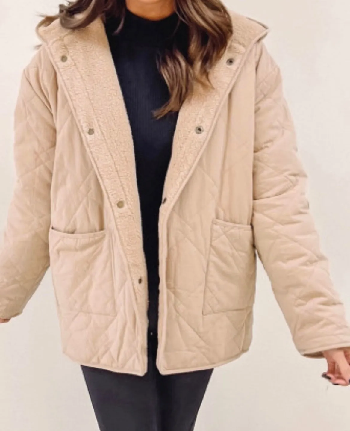 Khaki Reversable Fleece Puffer Jacket