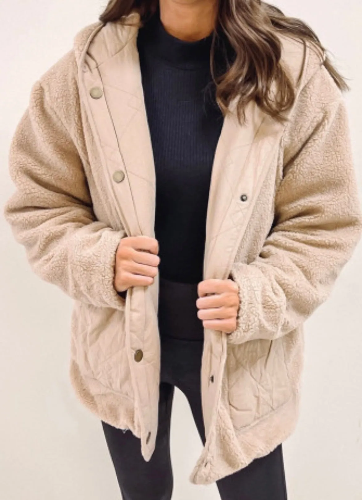 Khaki Reversable Fleece Puffer Jacket