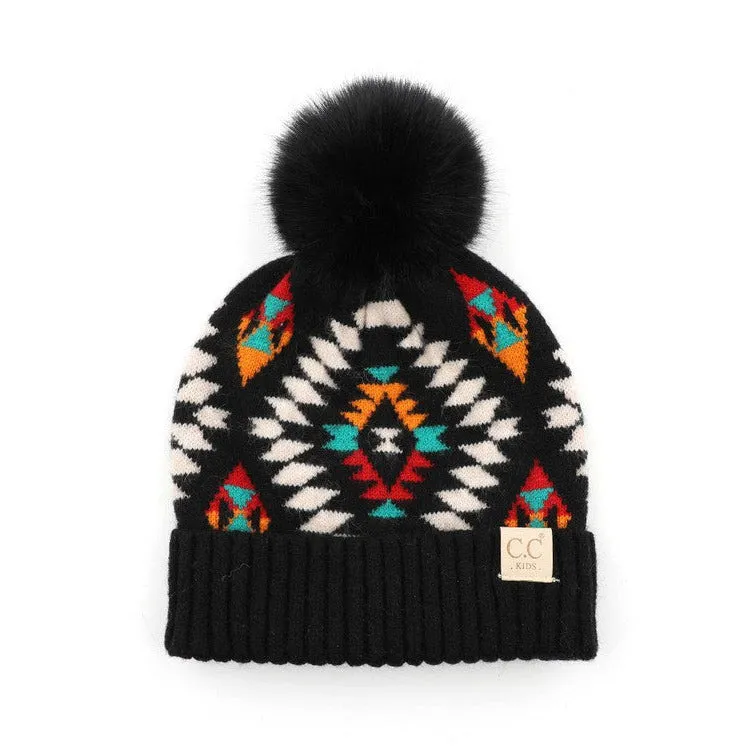 KIDS // Aztec {{ C.C BEANIE }} pom