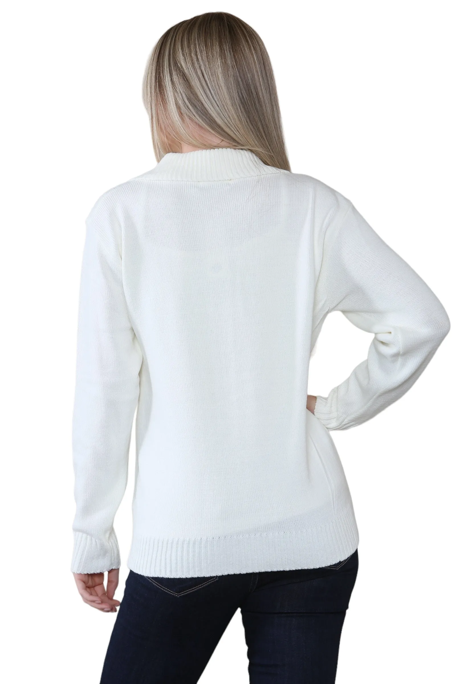 Ladies Plus Size Zip Cardigan Women Zipped Cable Knit Long Sleeve Pocket Jumper