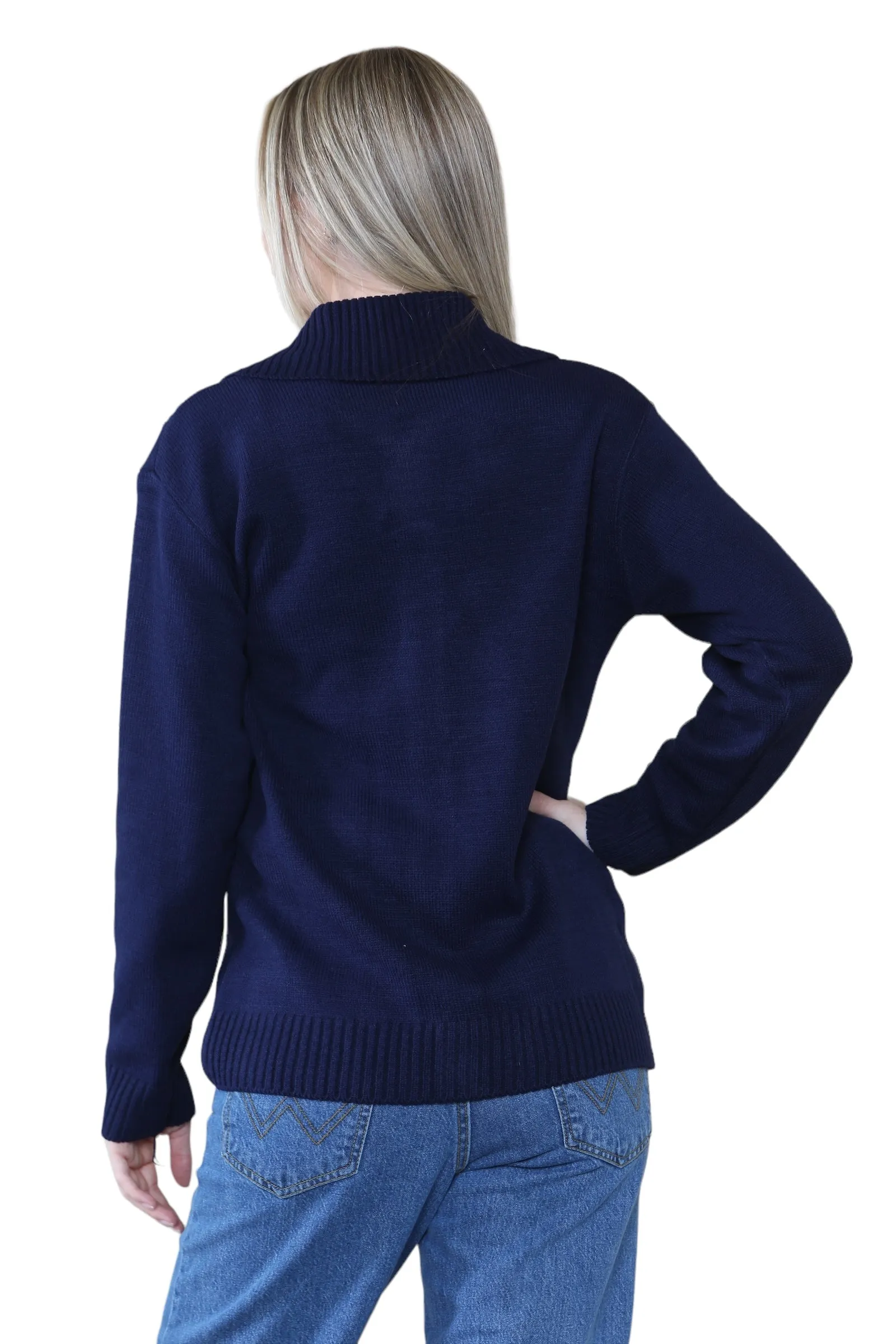 Ladies Plus Size Zip Cardigan Women Zipped Cable Knit Long Sleeve Pocket Jumper