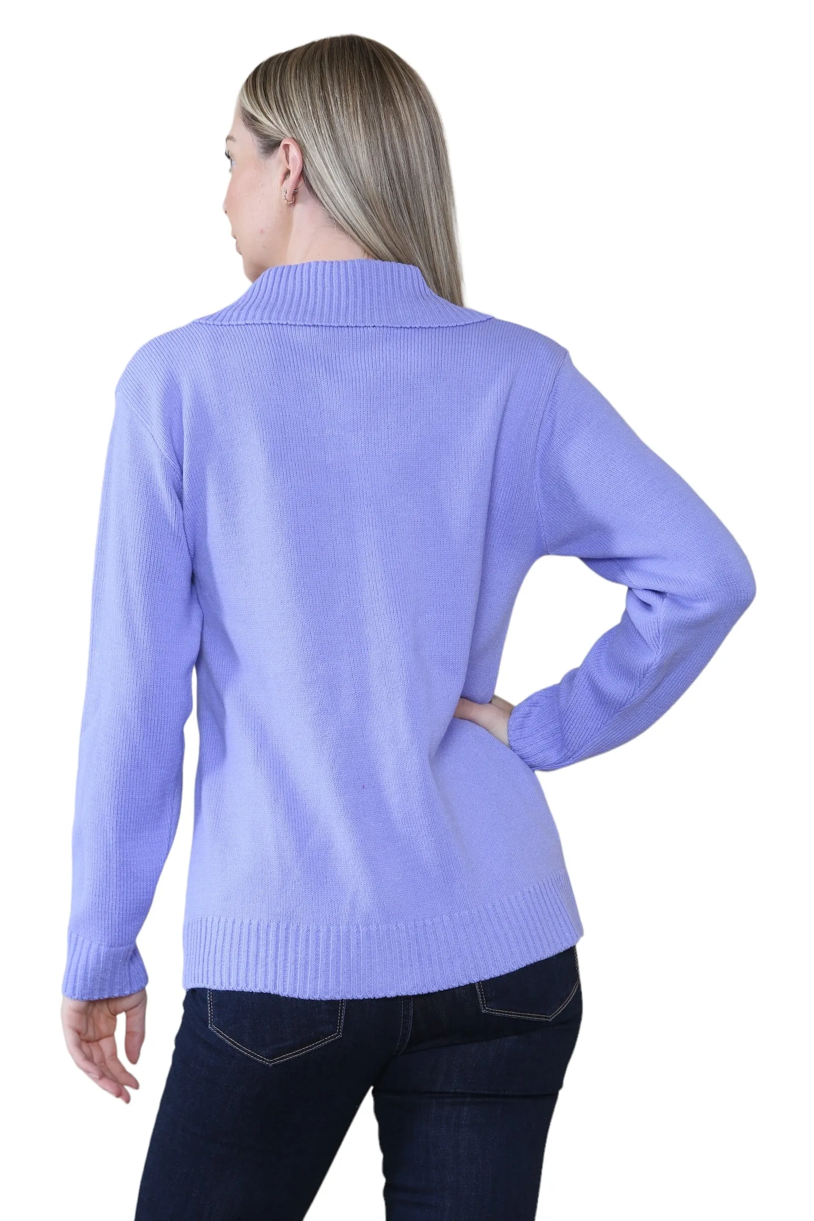 Ladies Plus Size Zip Cardigan Women Zipped Cable Knit Long Sleeve Pocket Jumper