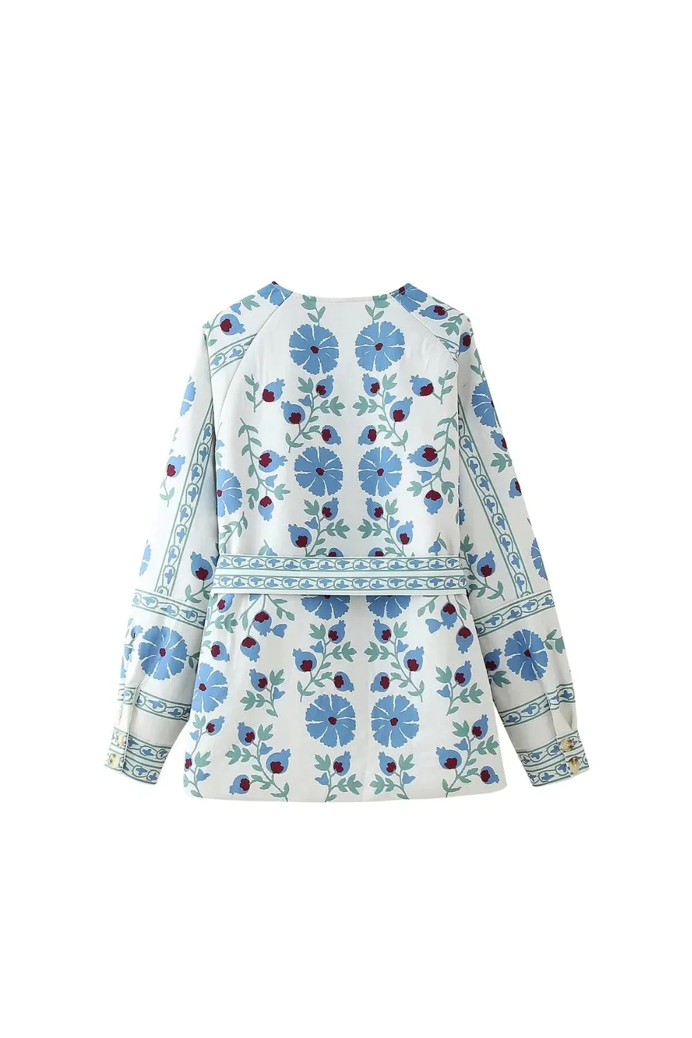 ‘Leslie’ Printed Belted Cotton Padded Jacket