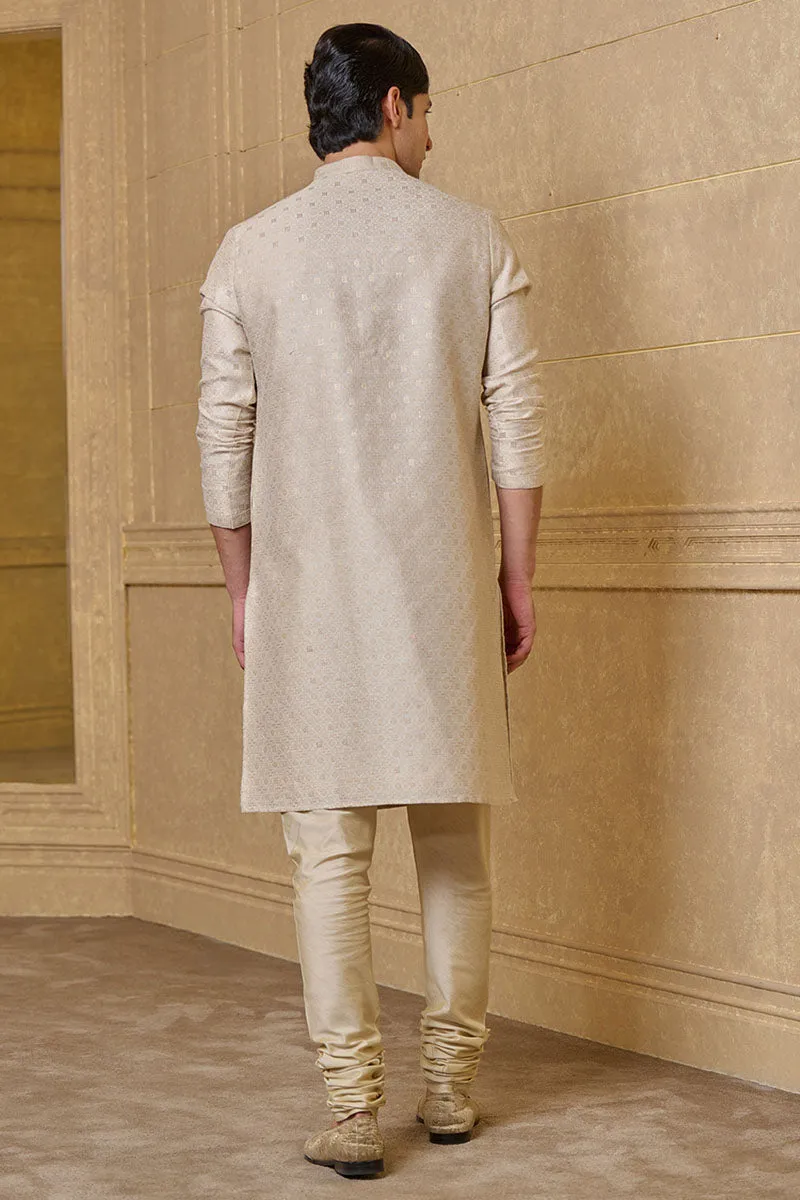 Light Grey Kurta Set With Texturing Detail