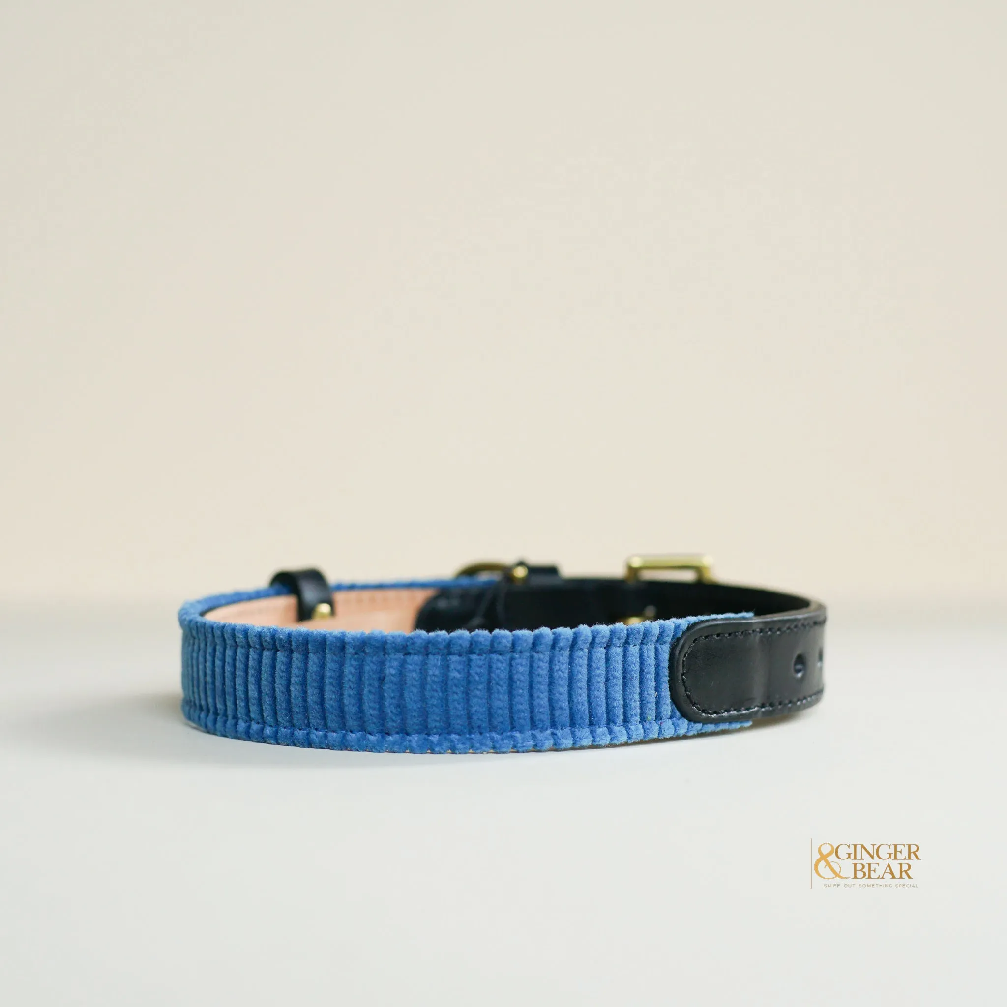 LISH Arnold Blue Wide Wale Corduroy Dog Collar