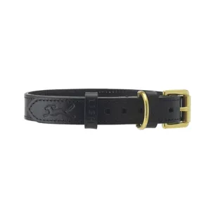 LISH Coopers Black Luxe Italian Leather Dog Collar