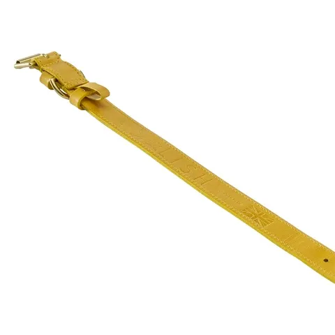 LISH Coopers Lemon Yellow Italian Leather Dog Collar