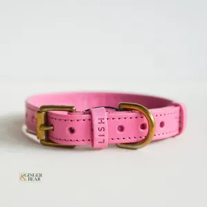 LISH Coopers Rhubarb Pink Italian Leather Dog Collar