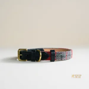 LISH Hanbury Red Tartan Harris Tweed Dog Collar