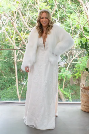 Lizzie-Beth Fur Jacket No collar - Off White