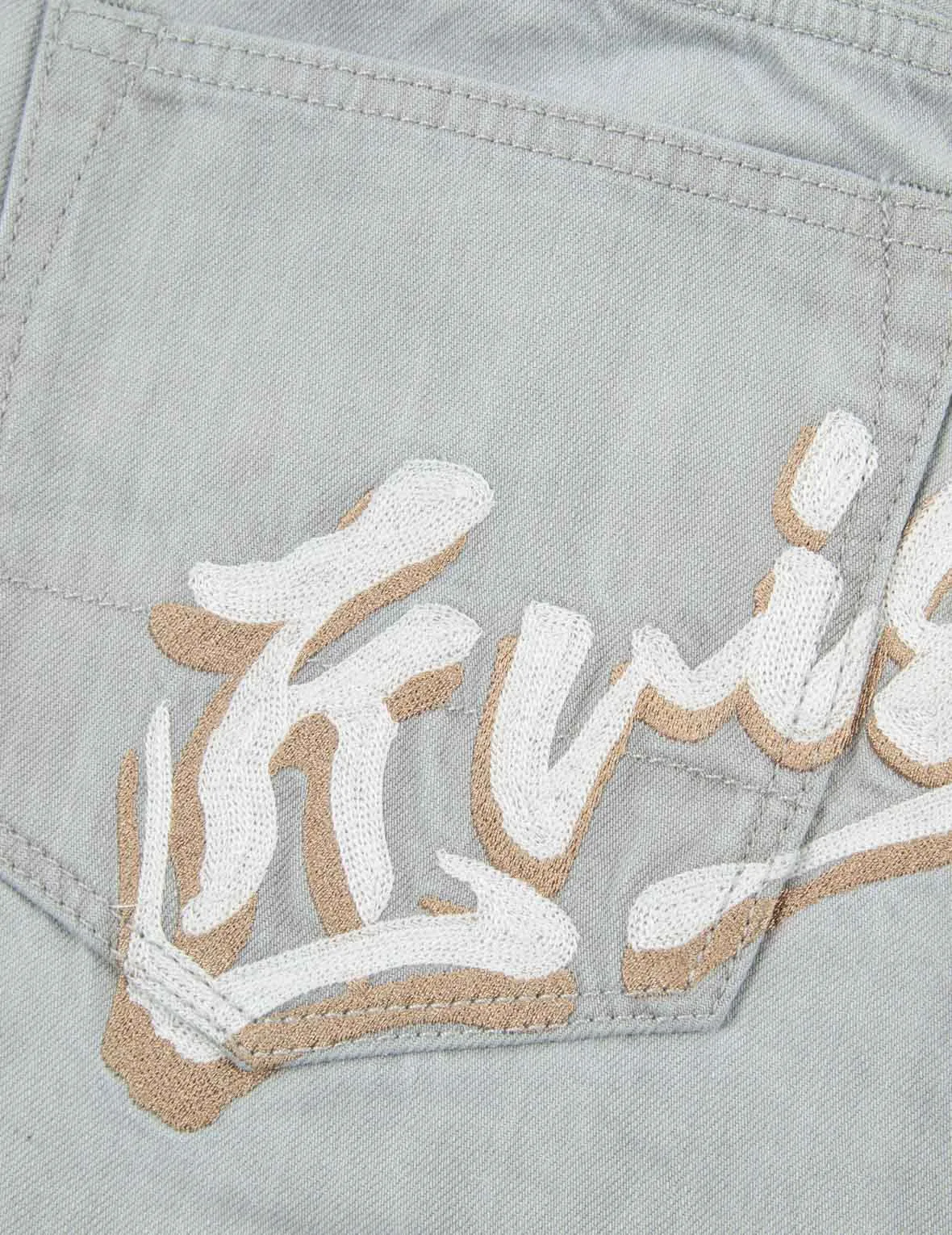 Logo Embroidery Drop-crotch Cropped-fit Denim Jeans #2027