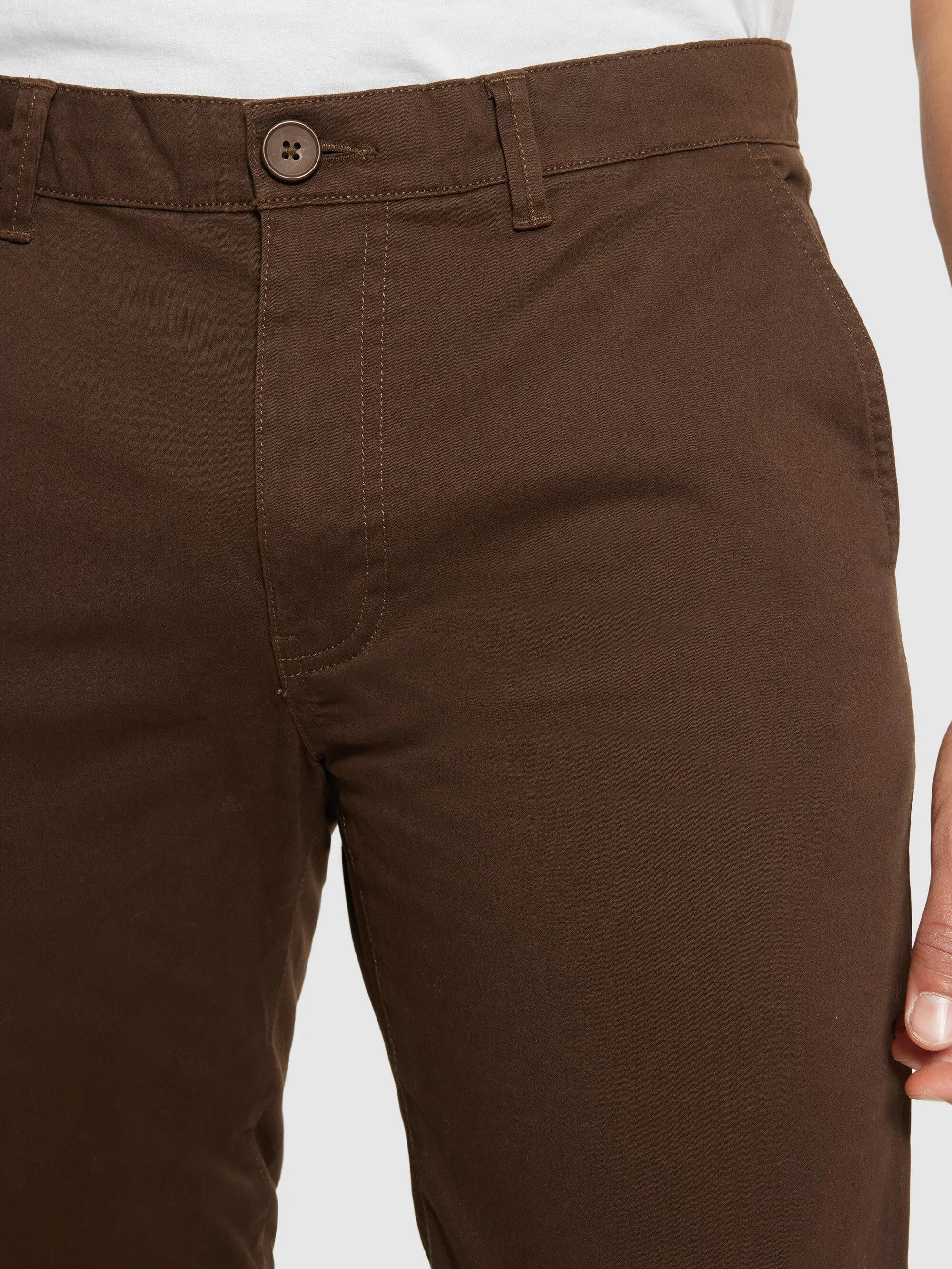 LUCA slim twill chino pants - Demitasse (brown)