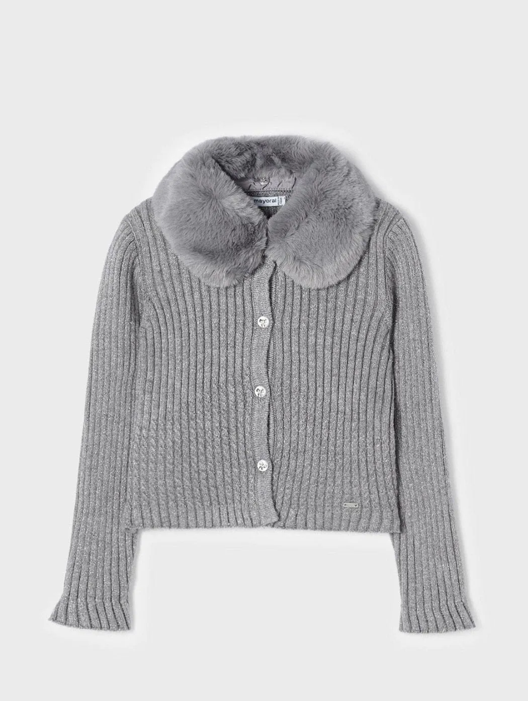 Mayoral Mini Grey Faux Fur Collar Bolero _4309-15