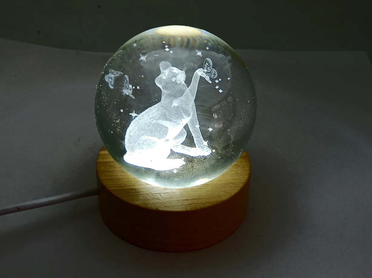 Medium Kitty 3D Print Glass Globe