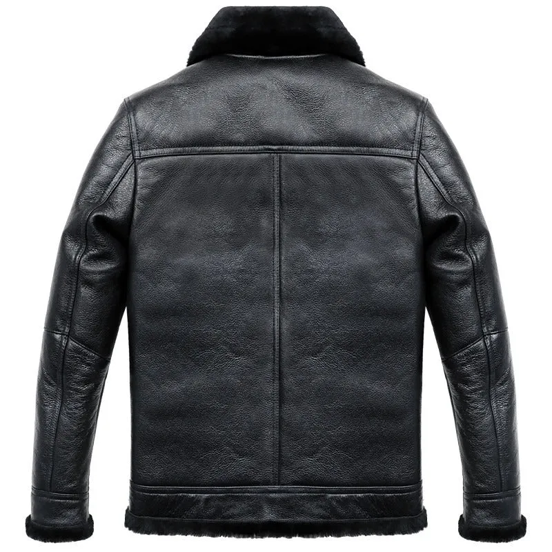 Mens Bassel Genuine Lambskin Leather Fur Lined Jacket