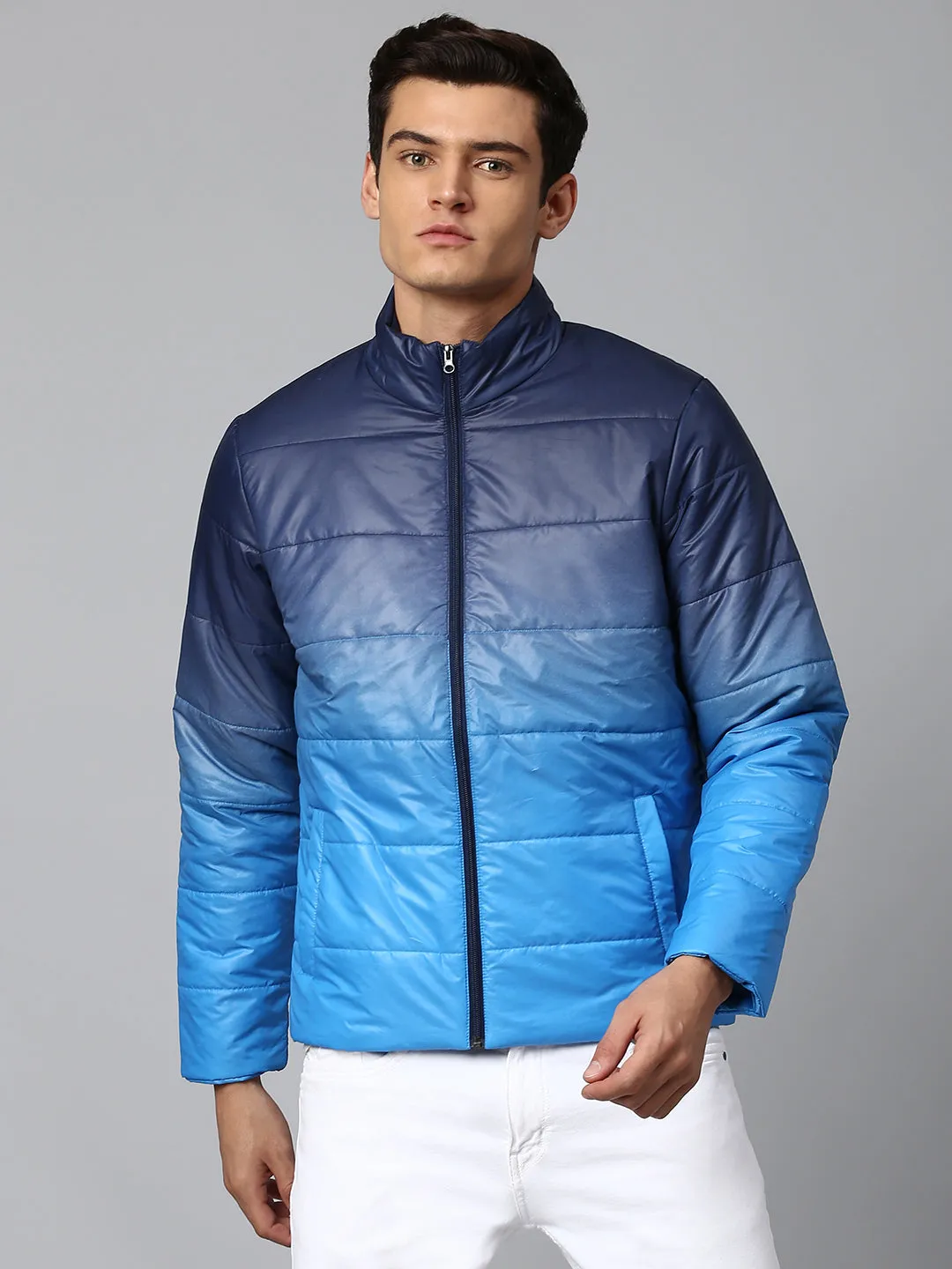 Men's Blue Regular Fit Winterwear Puffer Jackets