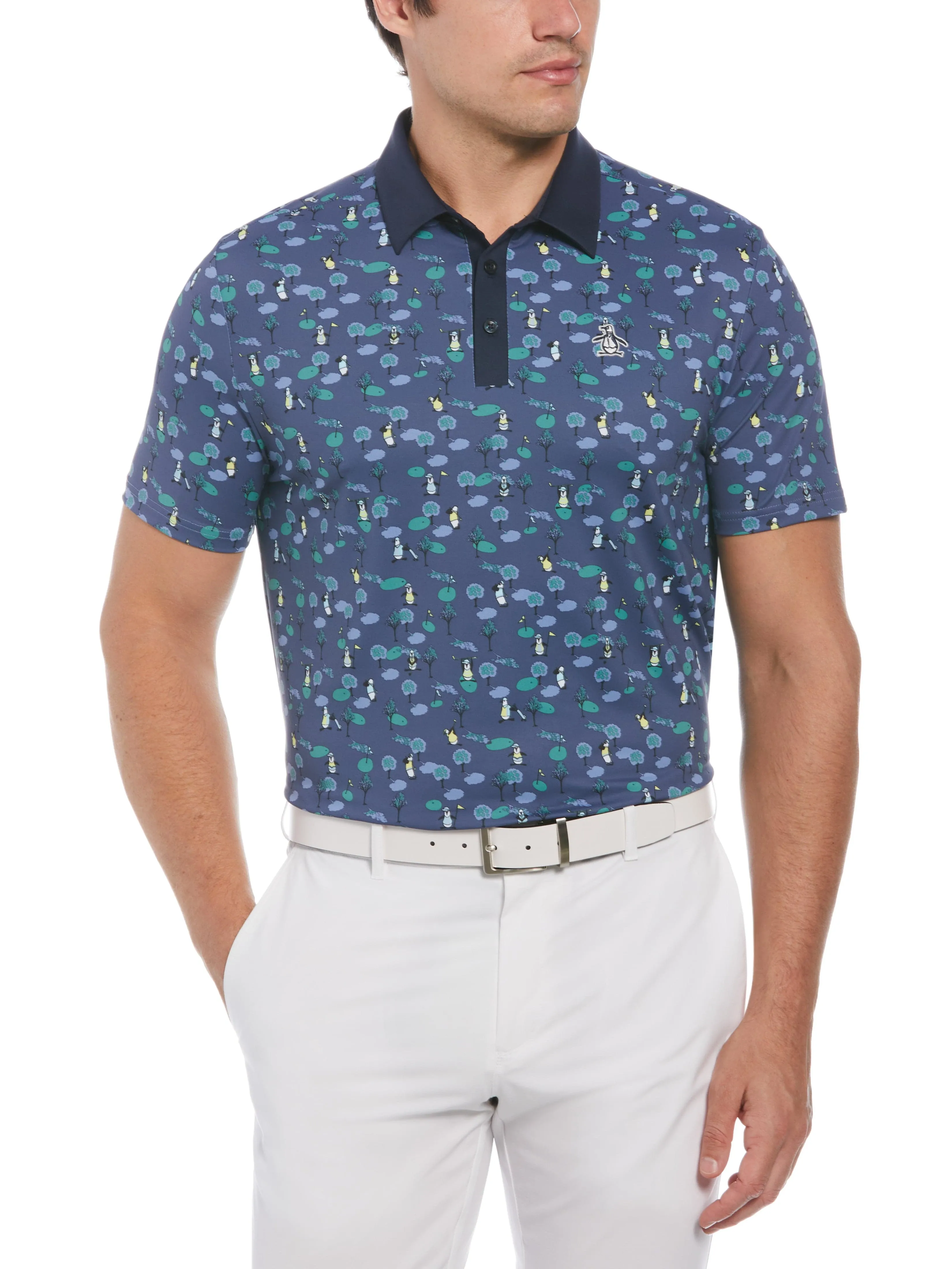 Men's Pete on the Course Print Short Sleeve Golf Polo Shirt