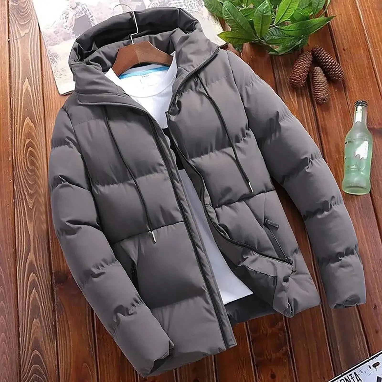 Men's Stylish Puffer Jacket with Hood and Thick Insulation | Ideal for Autumn/Winter