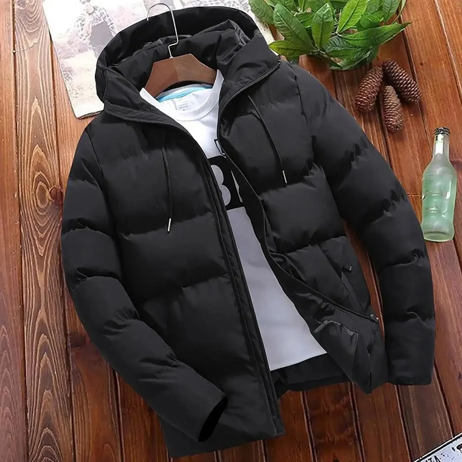 Men's Stylish Puffer Jacket with Hood and Thick Insulation | Ideal for Autumn/Winter