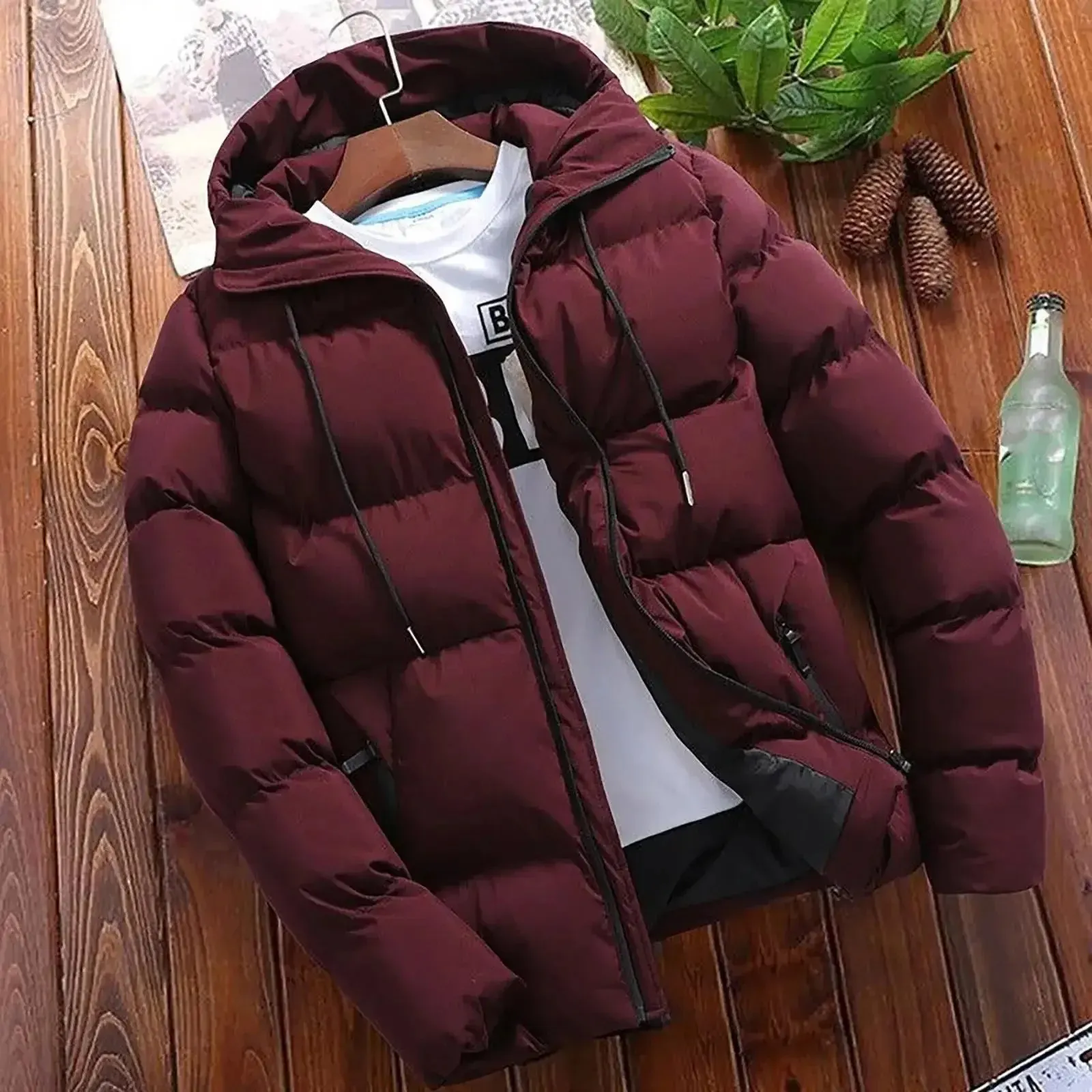 Men's Stylish Puffer Jacket with Hood and Thick Insulation | Ideal for Autumn/Winter