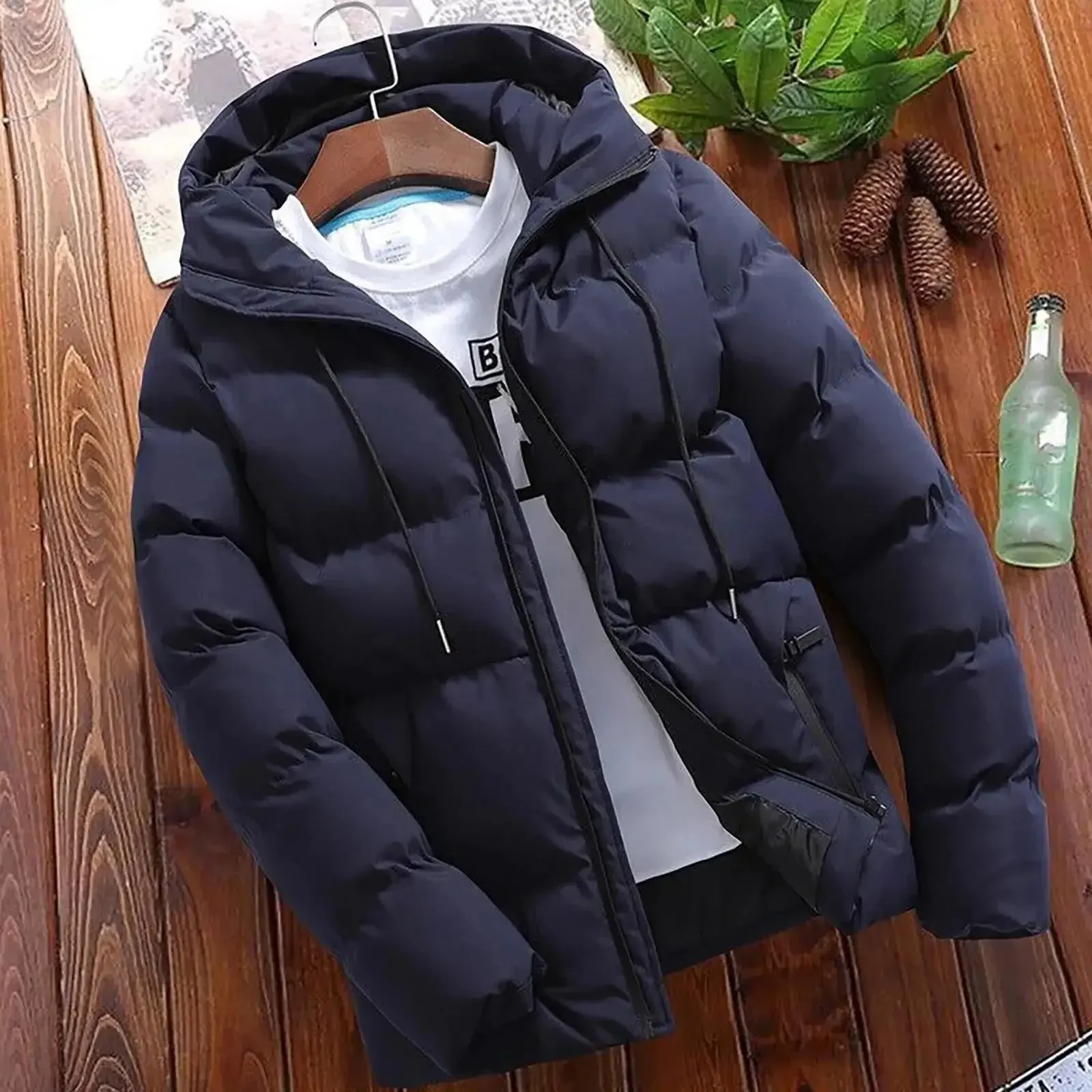 Men's Stylish Puffer Jacket with Hood and Thick Insulation | Ideal for Autumn/Winter