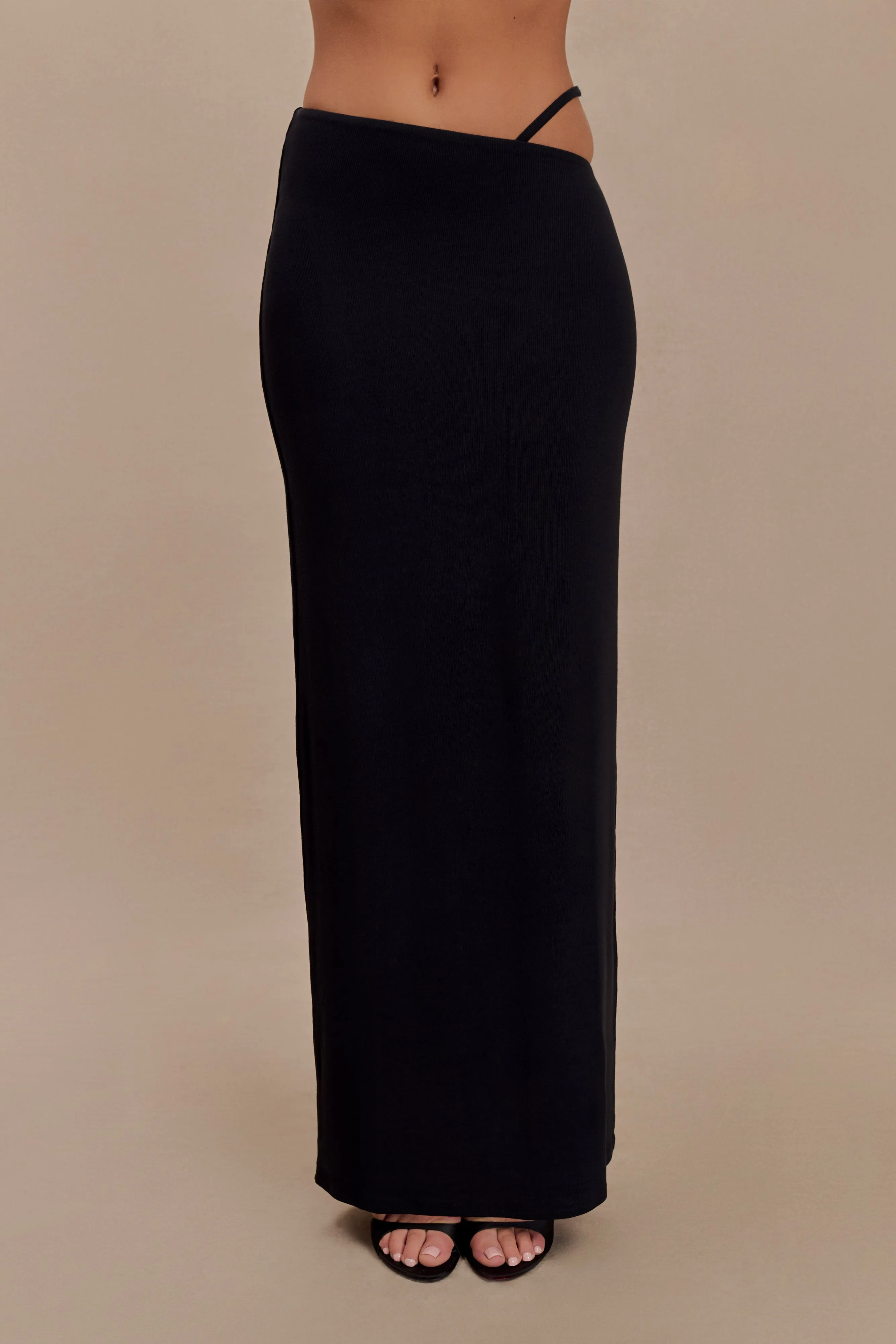 Natalia Modal Buckle Maxi Skirt - Black