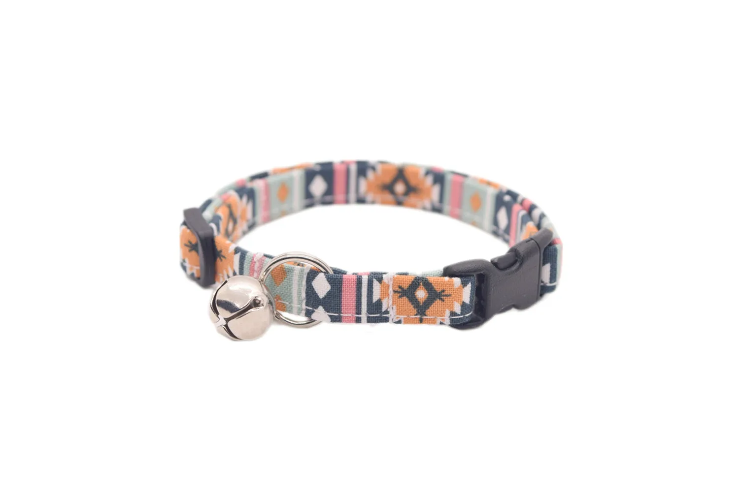 Navy Blue Multicolor Southwest Tribal Cat Collar