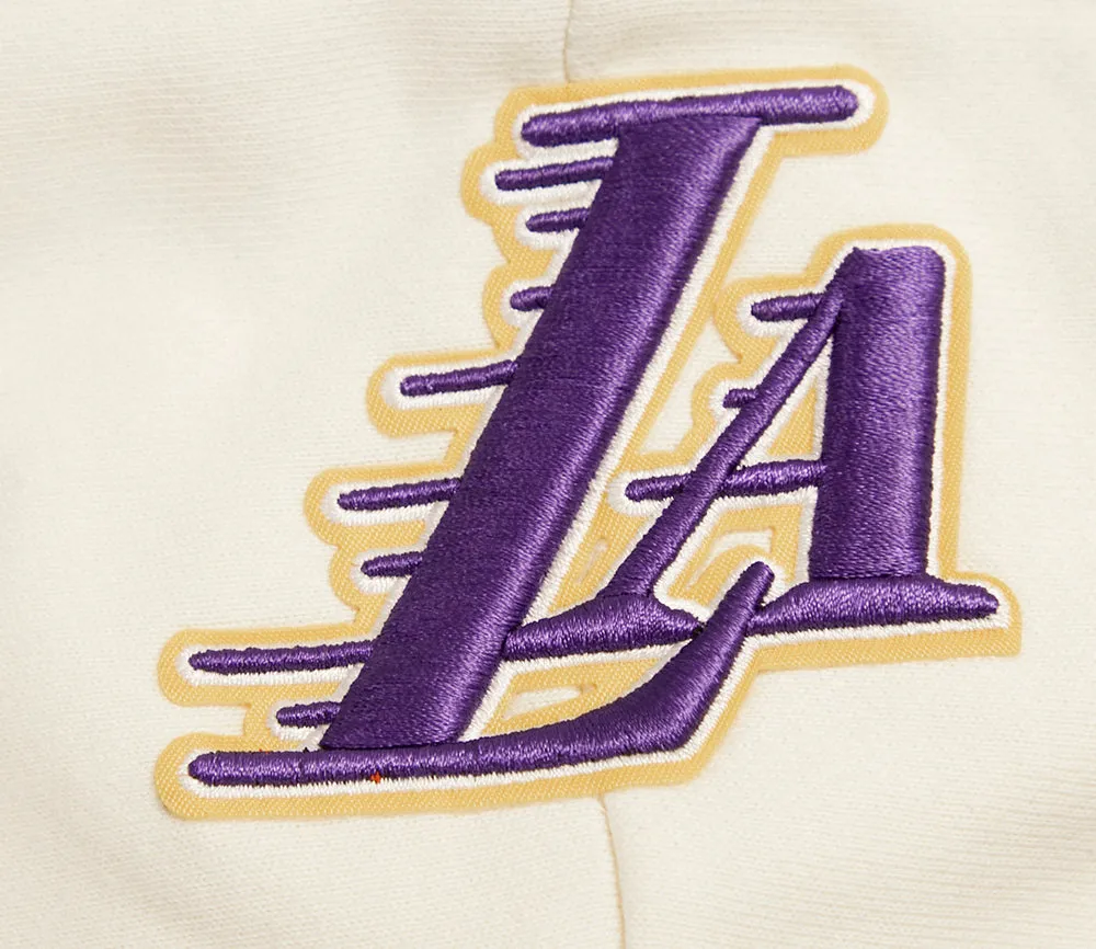 NBA LOS ANGELES LAKERS RETRO CLASSIC WOMEN'S CROPPED PO HOODIE (EGGSHELL/ PURPLE)