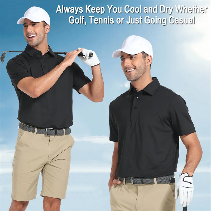 New Performance Fit Short Sleeve Golf Shirt Men Black